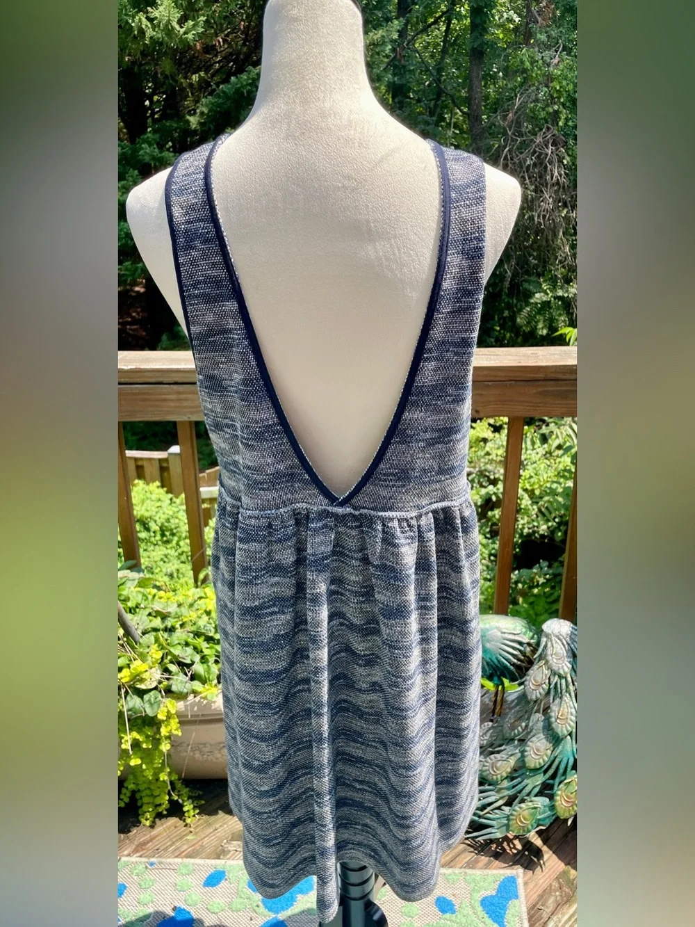 Free People Slub Cotton Blend Open Back Tank Mini Dress. Blue. M. POCKETS
